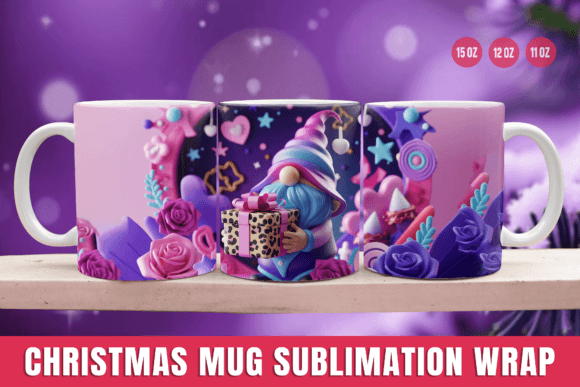 3D Christmas Mug Sublimation Wrap: A Designer’s Take on Festive Illustrations