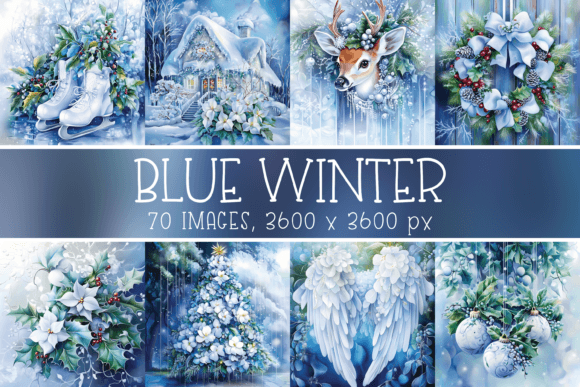 Blue Winter Christmas Digital Papers: A Review for Illustrations and Commercial Use