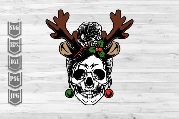 Bun Hair Skull Christmas Illustrations Review