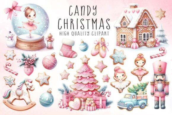 Candy Christmas PNG Clipart Bundle for Illustrations