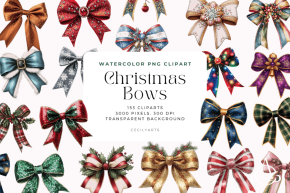 Christmas Bows Cliparts for Illustrations