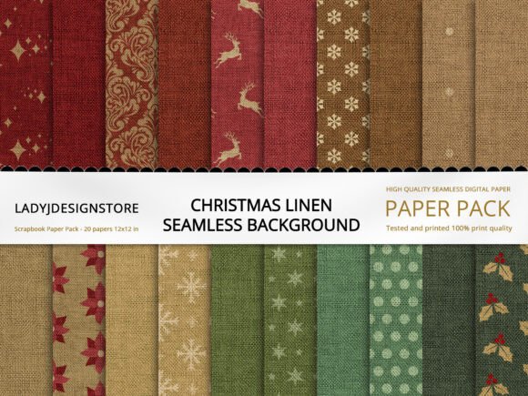 Christmas Burlap Linen Digital Paper for Illustrations