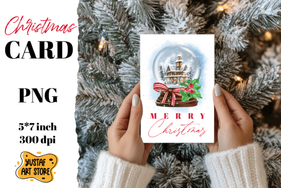 Christmas Card . Snow Globe Card Print Illustrations Review