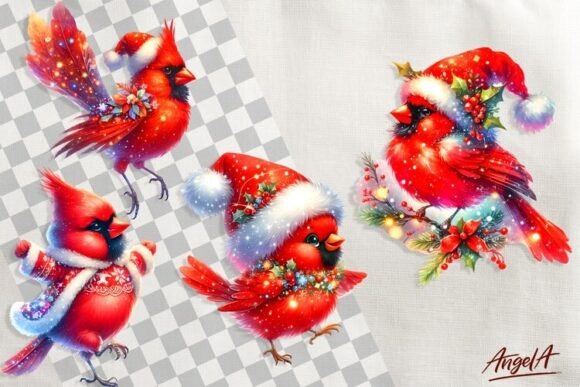 Christmas Clipart, Cardinals Clipart PNG for Illustrations