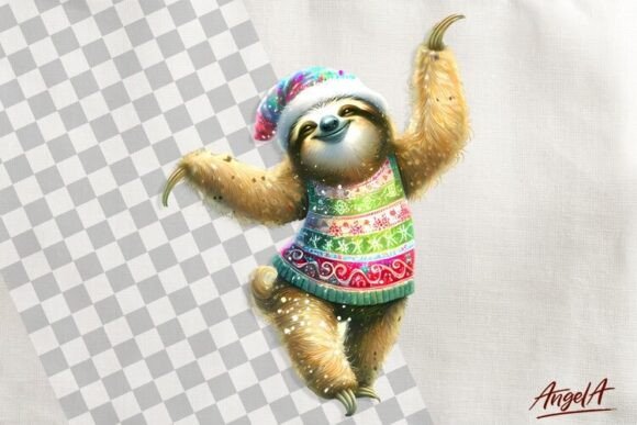 Christmas Clipart, Cute Sloth Illustrations for Branding