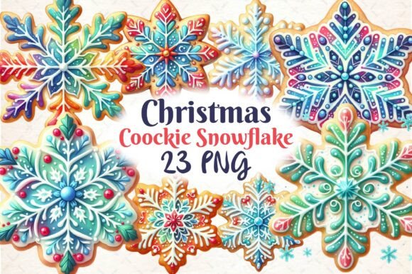 Christmas Cookie Snowflake Clipart for Modern Illustrations