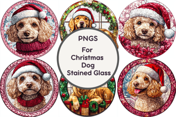Christmas Dog Stained Glass PNGS Review for Crafters and Illustrations