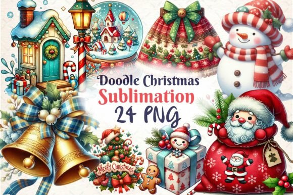 Christmas Doodle Clipart Bundle for Illustrations