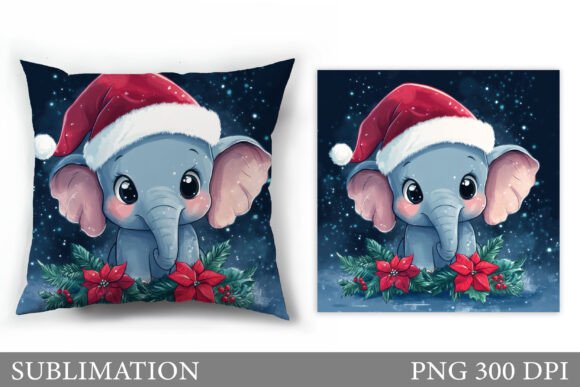 Christmas Elephant Pillow Sublimation
