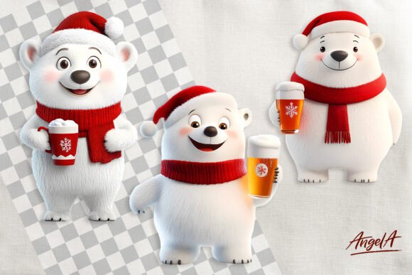Christmas Polar Bear Clipart, Cartoon
