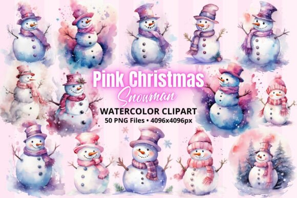 Christmas Snowman ClipArt PNG Pink X-mas Illustrations Review