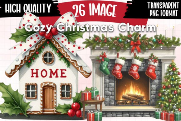 Cozy Christmas Charm Sublimation Clipart for Bloggers and Illustrations