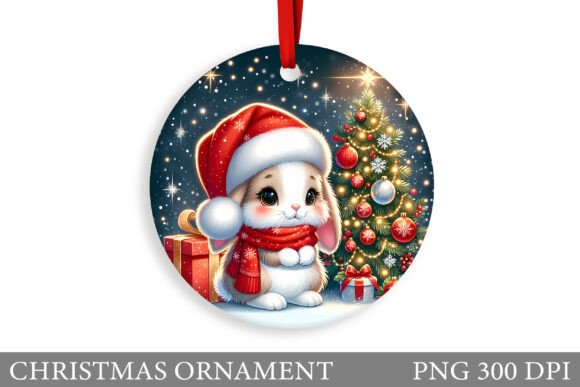 Cute Bunny Christmas Ornament Design for Illustrations