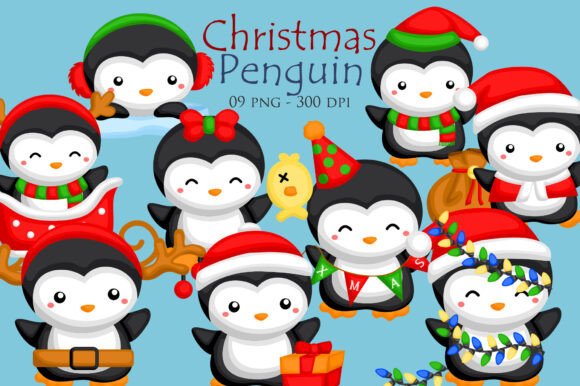 Cute Christmas Penguin Animal Clipart for Brand Illustrations