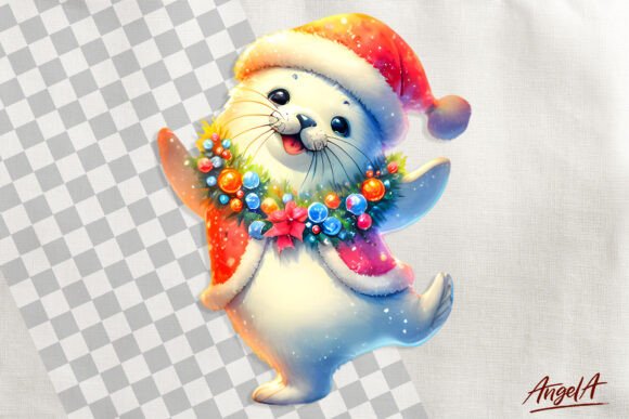 Cute Seal Clipart for Holiday Embroidery