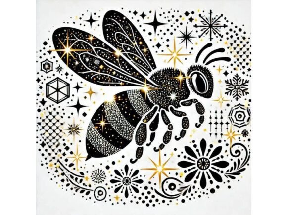 Glittering Christmas Bee Flying Through: A Designer’s Review for Blog Graphics and Illustrations
