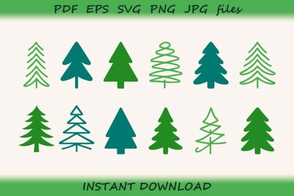 Minimalist Christmas Tree Silhouettes: Essential Illustrations for Modern Publishing