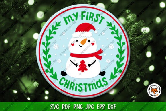 My First Christmas SVG, Snowman Door Sign Illustrations Review