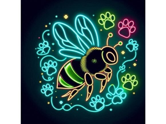 Neon Christmas Bee Glowing with Paw Prin Illustrations Review