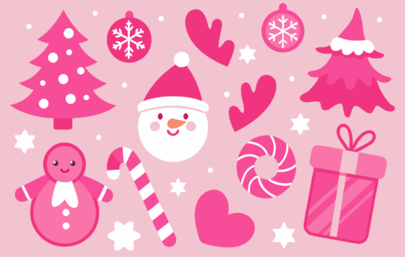 Pink Christmas Sticker Collection: A Crafter’s Review of These Festive Illustrations