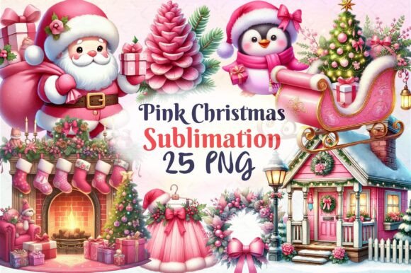 Pink Christmas Sublimation Bundle: A Designer's Review of Holiday Illustrations