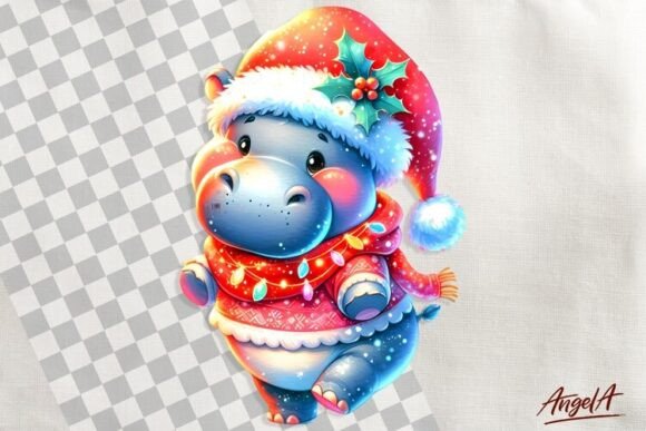 Reviewing Christmas Clipart, Cute Hippopotamus PNG