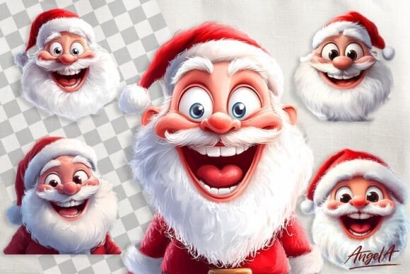 Santa Face Clipart, Christmas Cartoon Illustrations Review