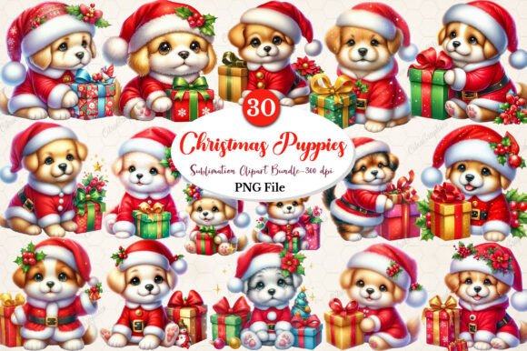 Watercolor Christmas Puppies PNG Clipart: A Brand Designer’s Review for Modern Illustrations